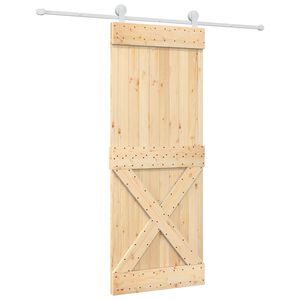 vidaXL Posuvné dveře Přírodní a bílá 80 x 210 cm Masivní borové dřevo